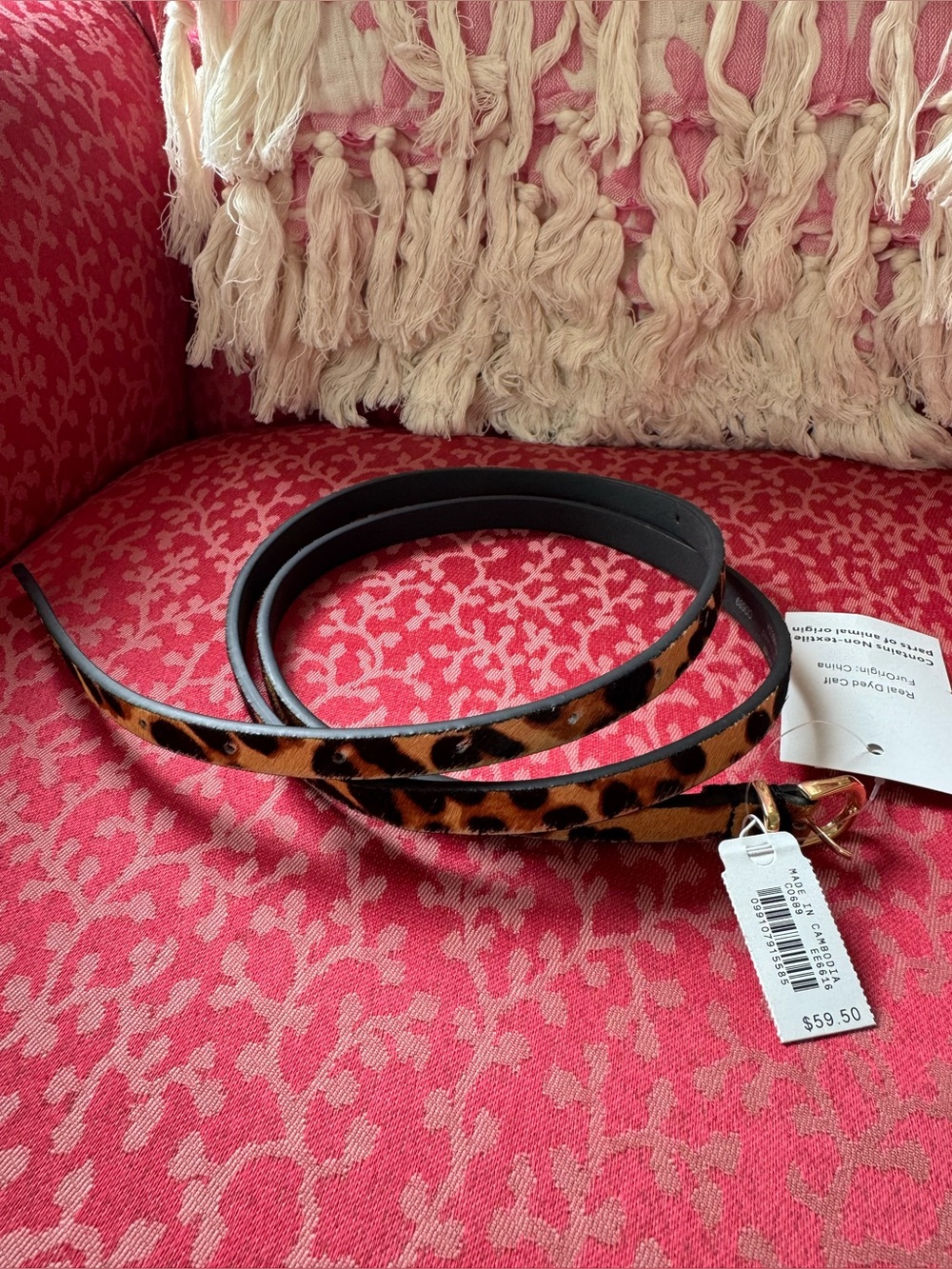 NWT J. Crew Leopard-Print Skinny Belt in Tan, Black and Gold - Picture 4 of 13